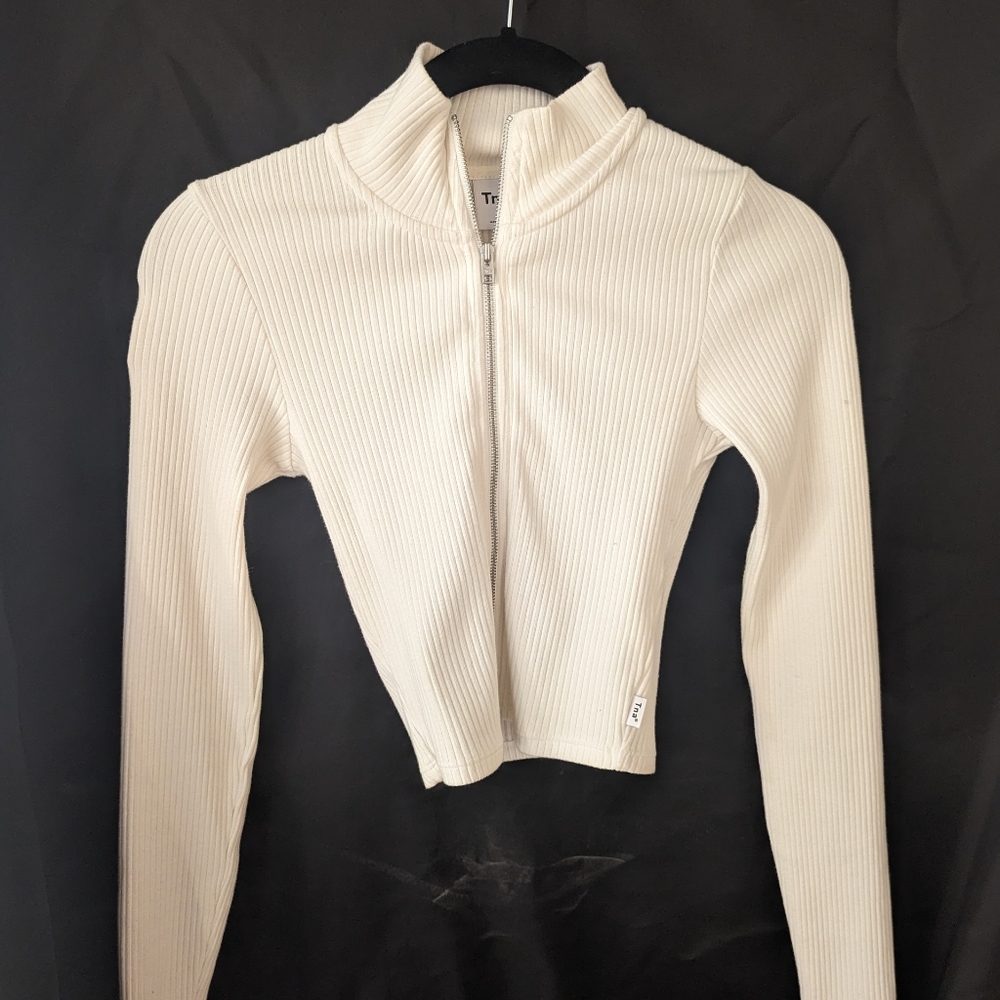 TNA Ribbed Crop Zip Up Sweater NWOT
